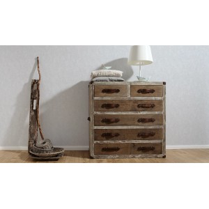 A.S. Creation Vliestapete Avanti Uni Grau an Wand hinter Kommode und Deko.