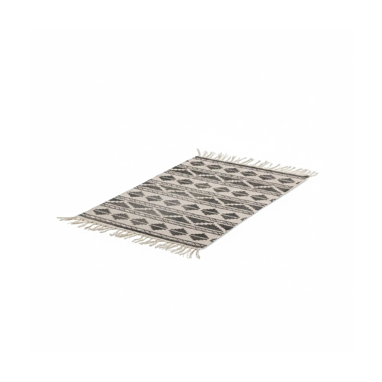 Relaxdays Teppichläufer Baumwolle Schwarz Rutschhemmend 60 cm x 90 cm 0,6 kg