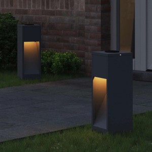 vidaXL Solar LED Wegeleuchte 2 Stk Anthrazit Kalt Gewalzter Stahl 879711