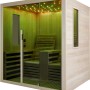 Sanotechnik Infrarotkabine Carbon 2 für 2 Personen mit Sternenlicht und Hemlock-Holz.
