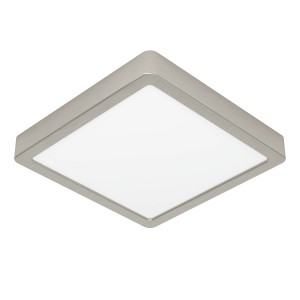 Quadratische LED-Deckenleuchte Fueva 5, nickel matt, 21x21 cm. Moderne Leuchte für Innenräume.