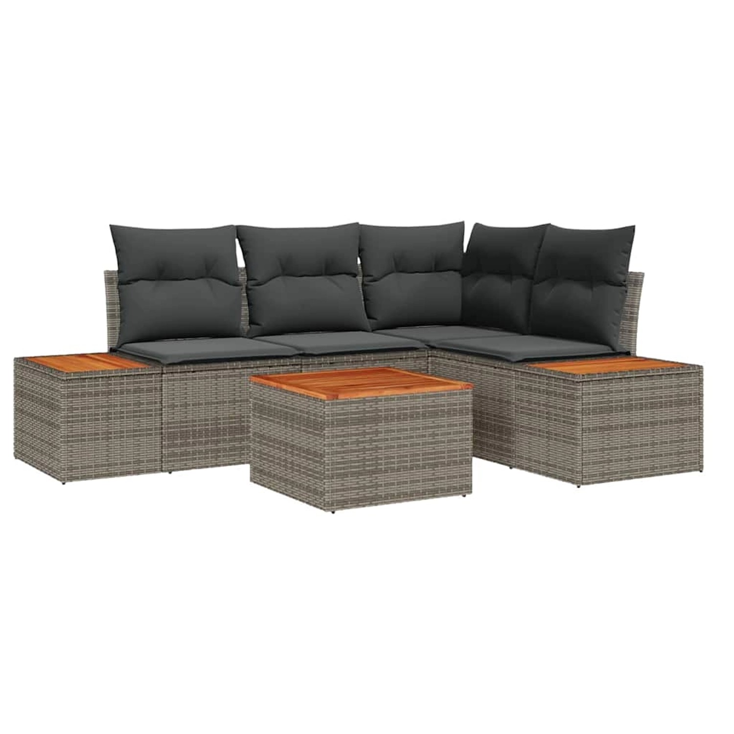 vidaXL Garten-Sofa-Set mit Kissen 5-Tlg Grau Poly Rattan 3348080 günstig online kaufen