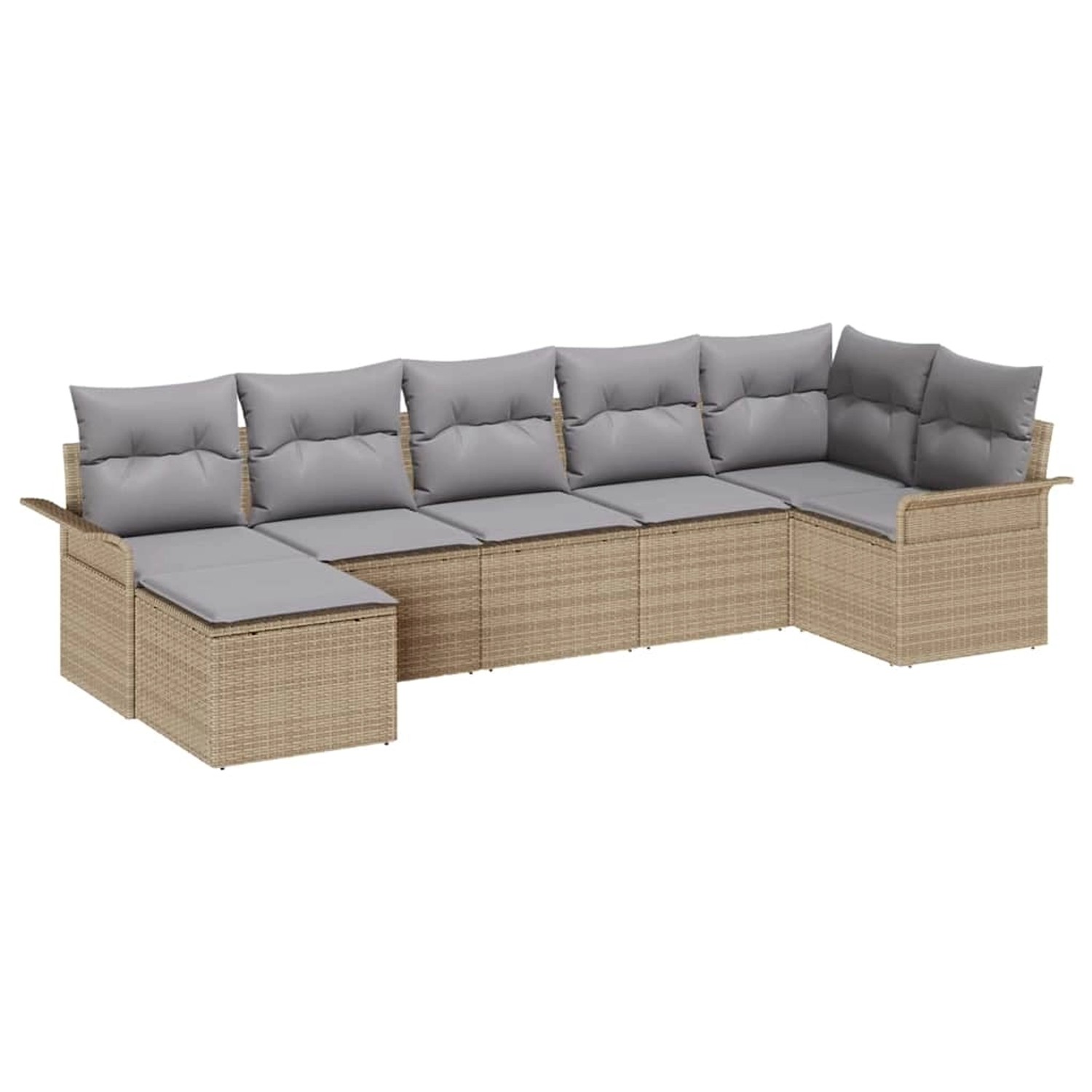 vidaXL Garten-Sofa-Set mit Kissen mit Speicher 7-Tlg Beige Poly Rattan 3354 günstig online kaufen