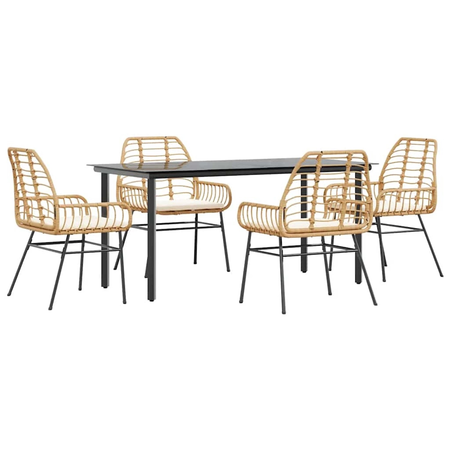 vidaXL 5-Tlg Garten-Essgruppe mit Kissen Braun Poly Rattan Glas 3334558 günstig online kaufen