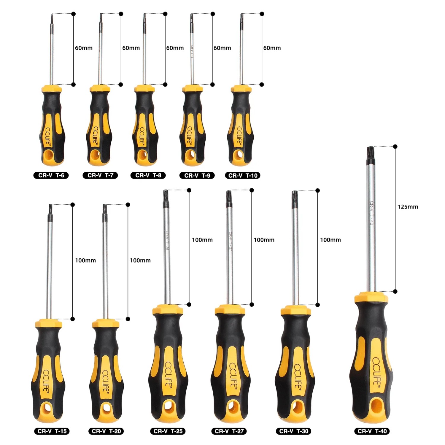 CCLIFE Torx Schraubendreher Set TX Magnetisch T6-T40 11 Stück Ohne Bohrung_2