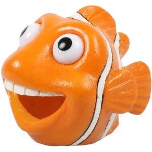 Aquadella Clownfisch Aquarium Deko, orange mit weißen Streifen, ca. 7 cm hoch.