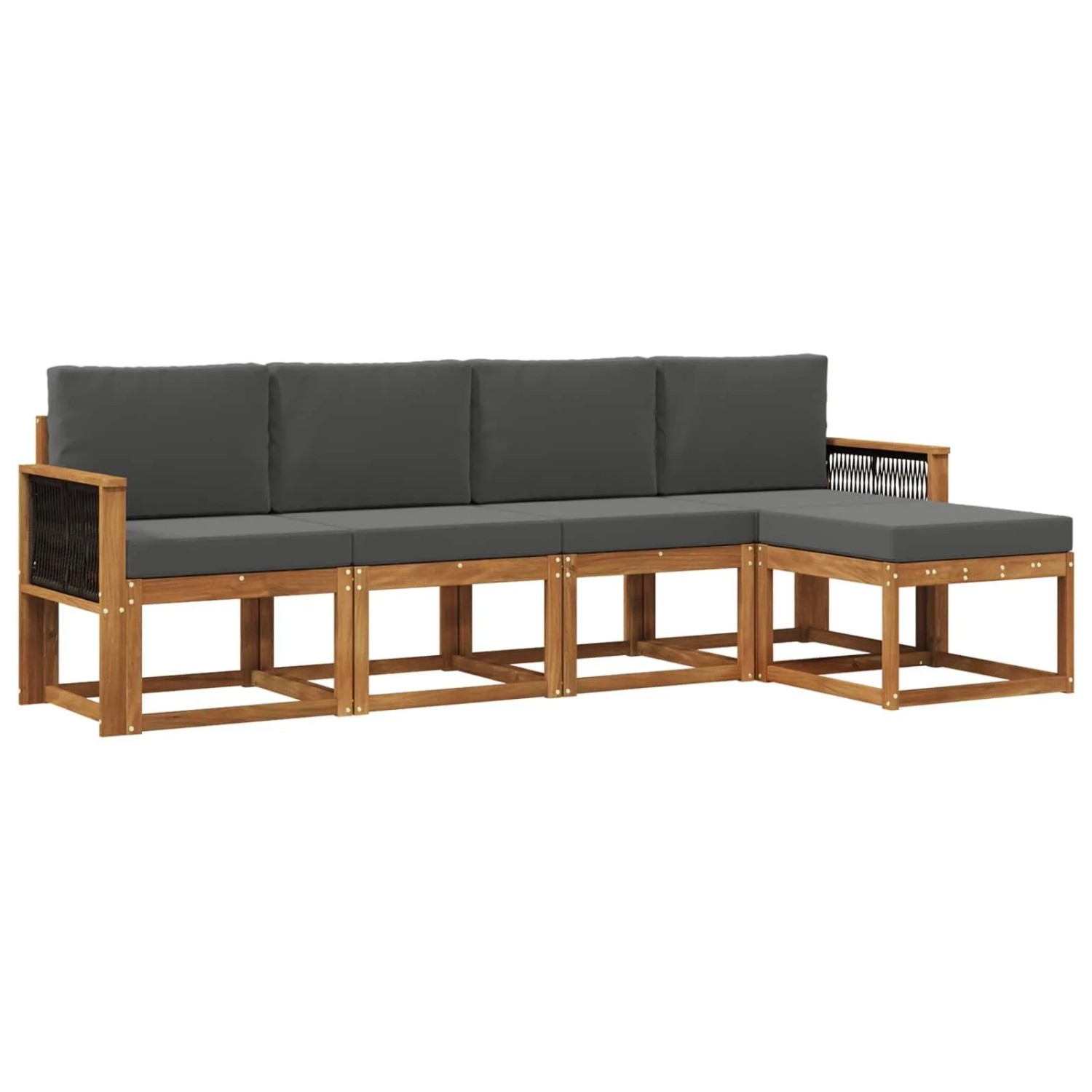vidaXL Outdoor-Sofagarnitur 5 Stk Natur und Anthrazit Polyester 3385133