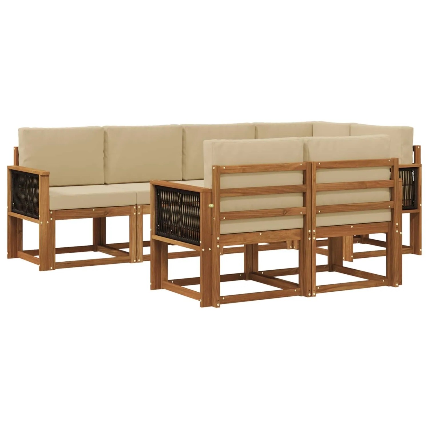 vidaXL Outdoor-Sofagarnitur mit Kissen 7 Stk Natur und Beige Polyester 3385294