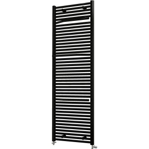 Schulter Design-Heizkörper Miami, Anthrazit, mit Handtuchhalter und Anschluss von unten.