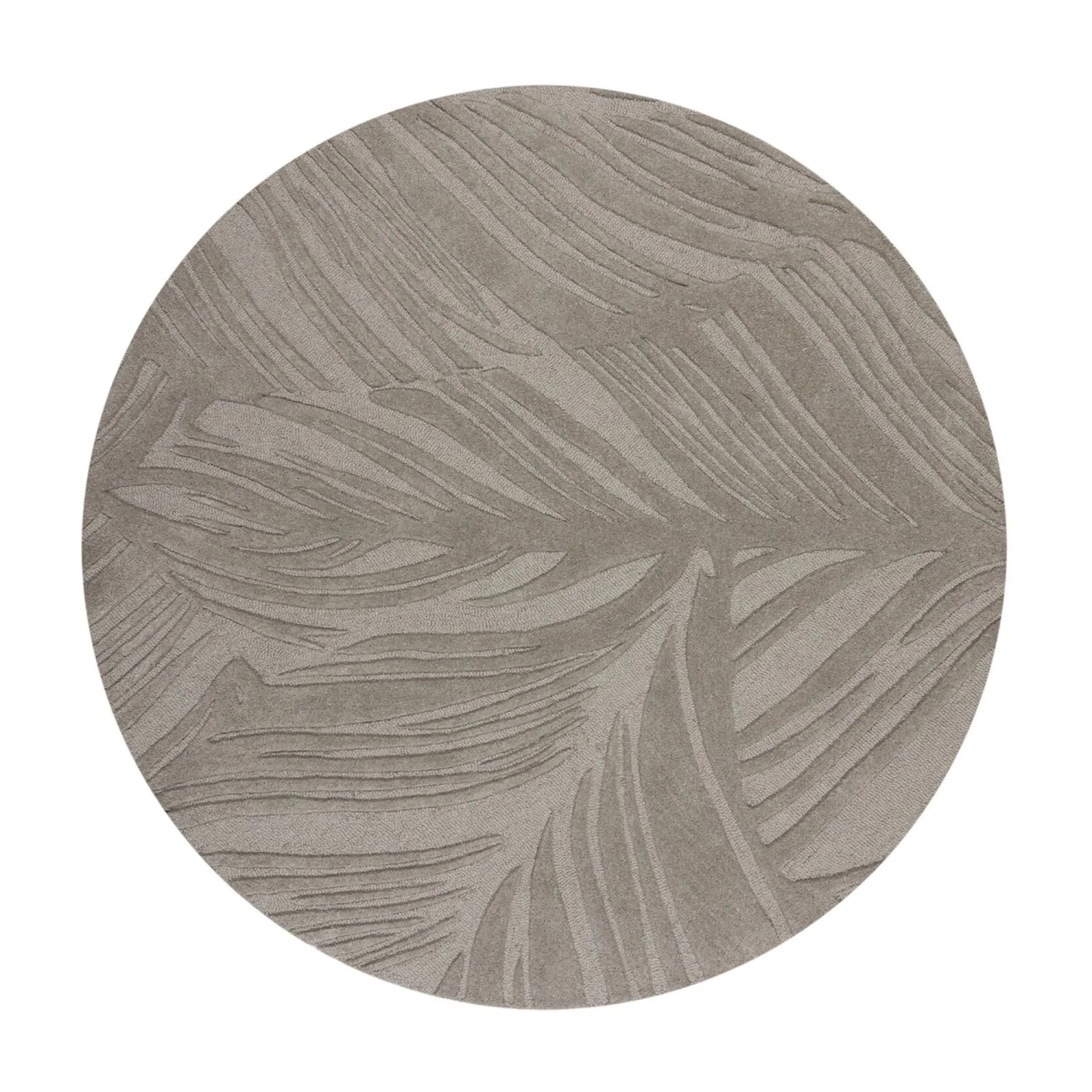 Flair Rugs Wollteppich Lino Leaf Ø 160 cm Grau