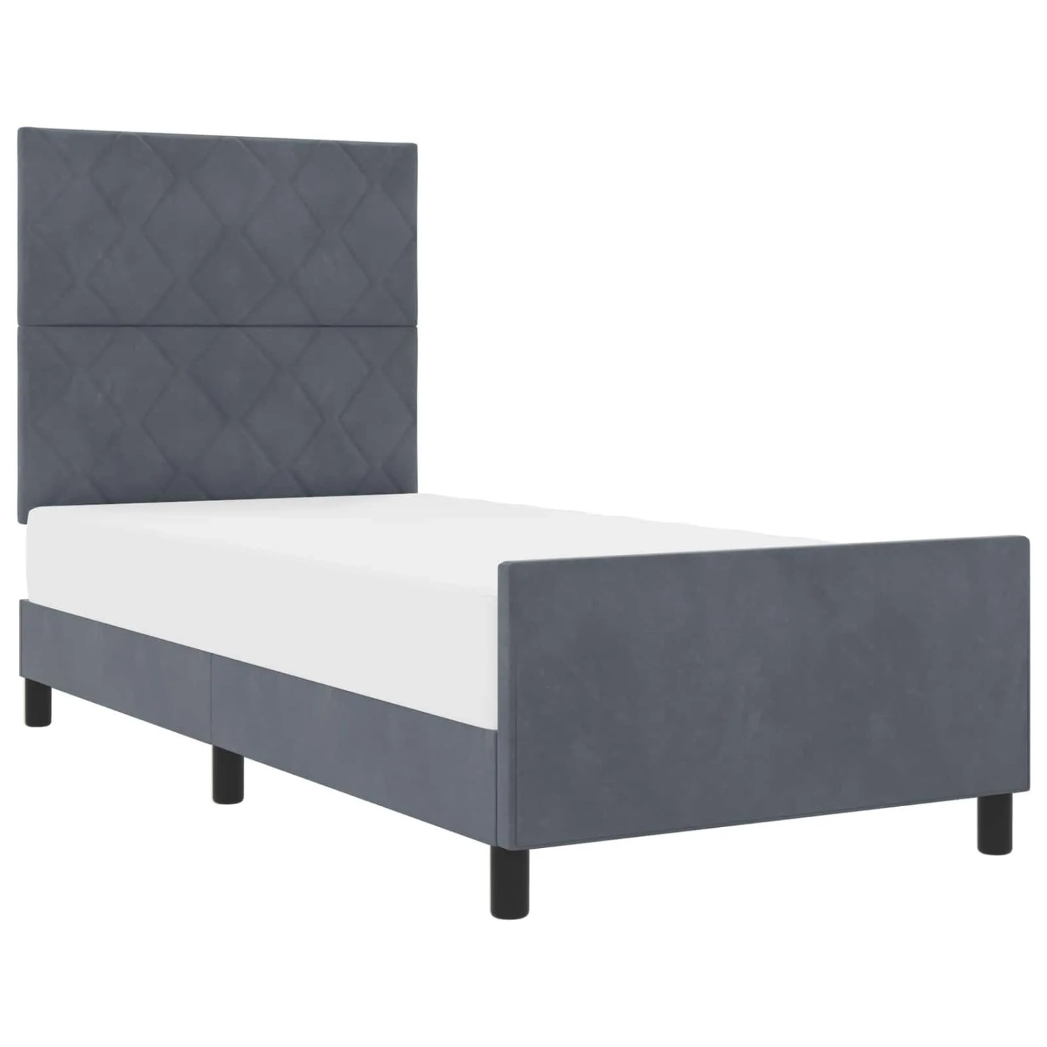vidaXL Boxspringbett mit Kopfteil Dunkelgrau 90 x 200 cm Samt 3344982