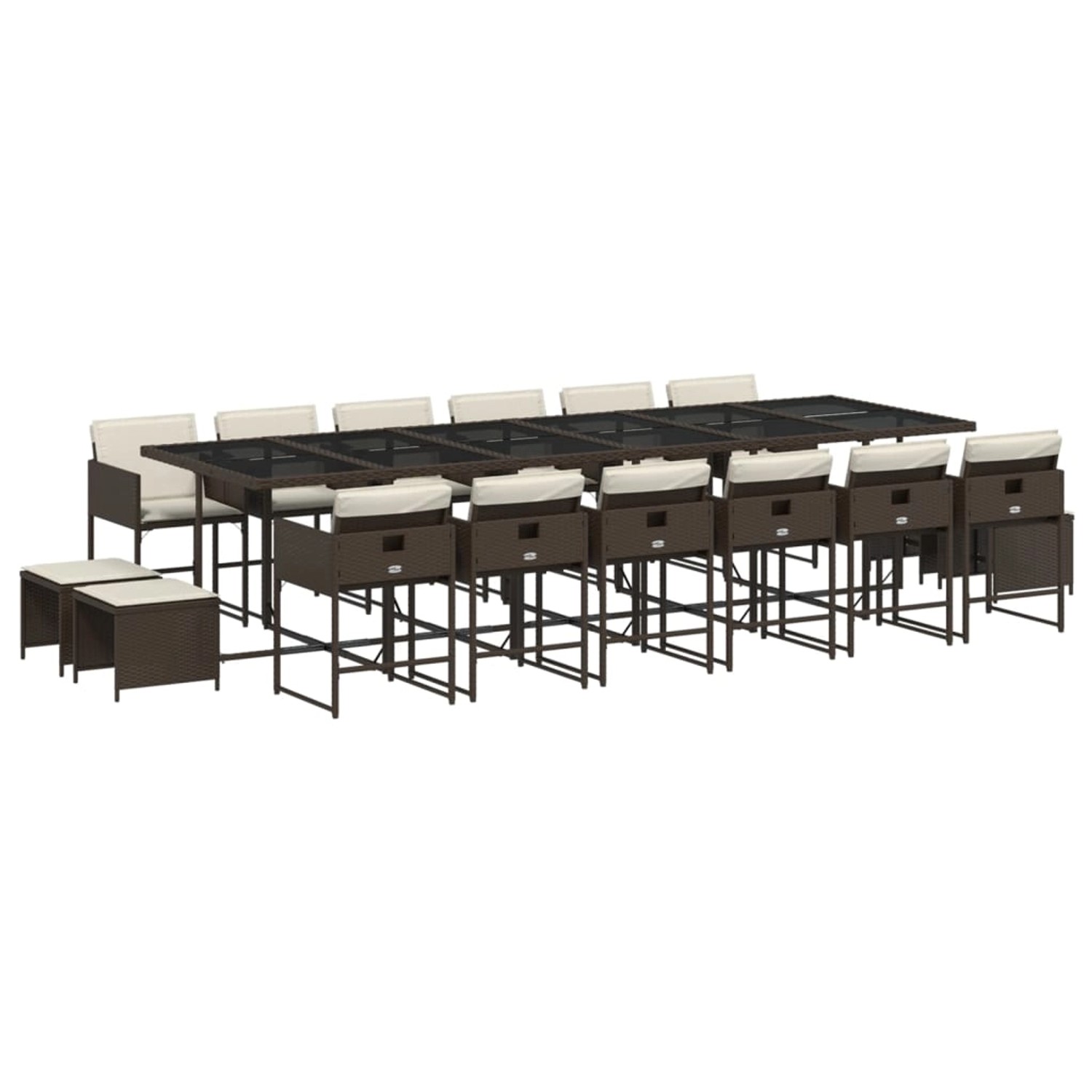 vidaXL 17-Tlg Garten-Essgruppe mit Kissen Braun Poly Rattan 3211365 günstig online kaufen