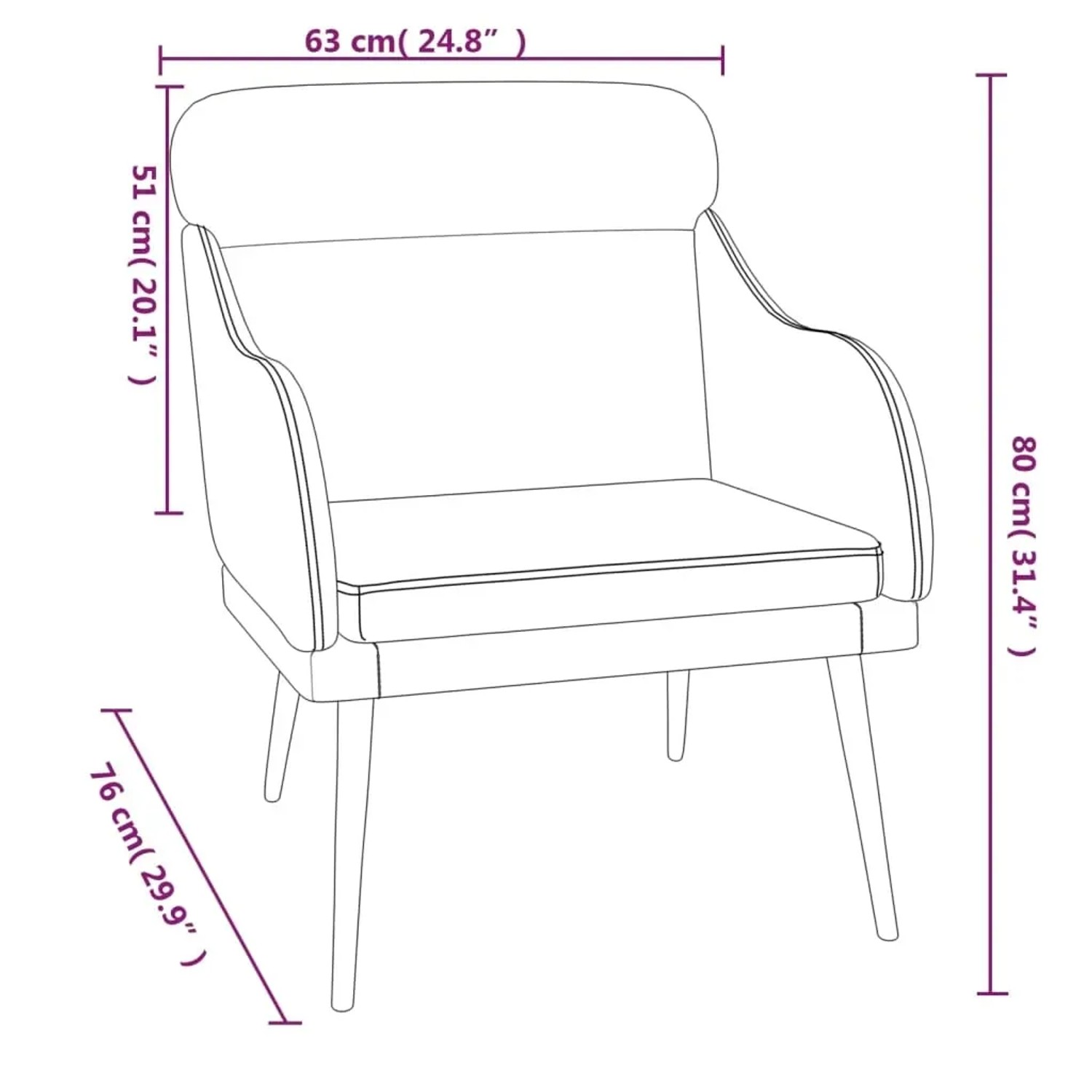 vidaXL Sessel, blau, Samt, 63x76x80 cm. Relaxsessel mit Armlehnen und schrägen Beinen.