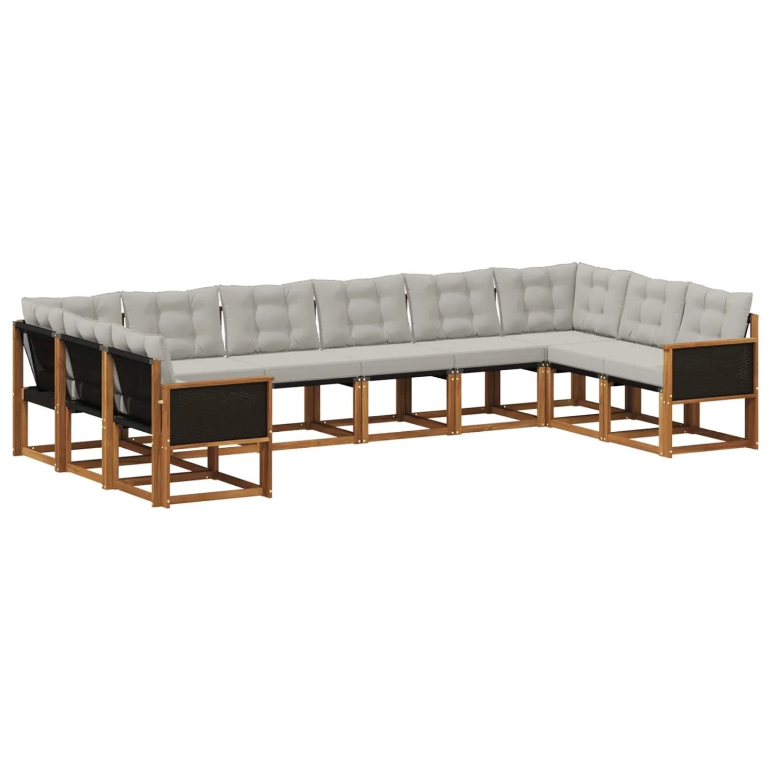 vidaXL Outdoor-Sofagarnitur mit Kissen 10 Stk Natur und Hellgrau 3382231