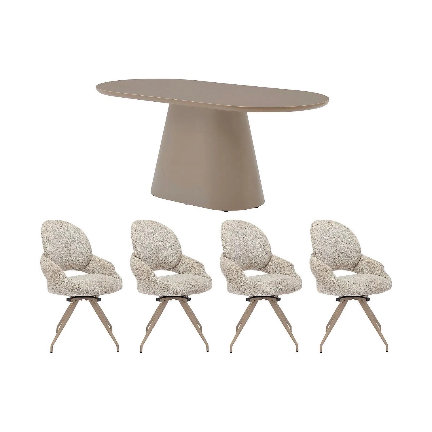 Vente-unique Essgruppe Valiana Taupe 180 cm