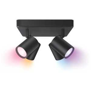 Schwarze WIZ LED Deckenleuchte Imageo mit 4 Spots, tunable white & color, 1380 lm.