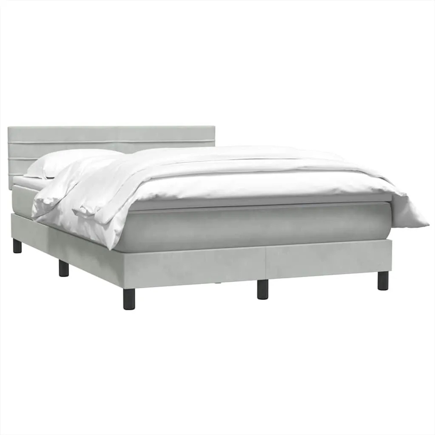 vidaXL Boxspringbett mit Matratze Hellgrau 140x210 cm Samt 3316305 günstig online kaufen