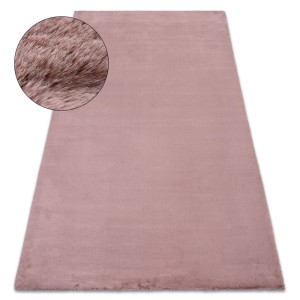RugsX Teppich Bunny rosa 60x100cm. Weicher, flauschiger Polyester-Teppich in Kaninchenfell-Optik mit Textur-Detail.
