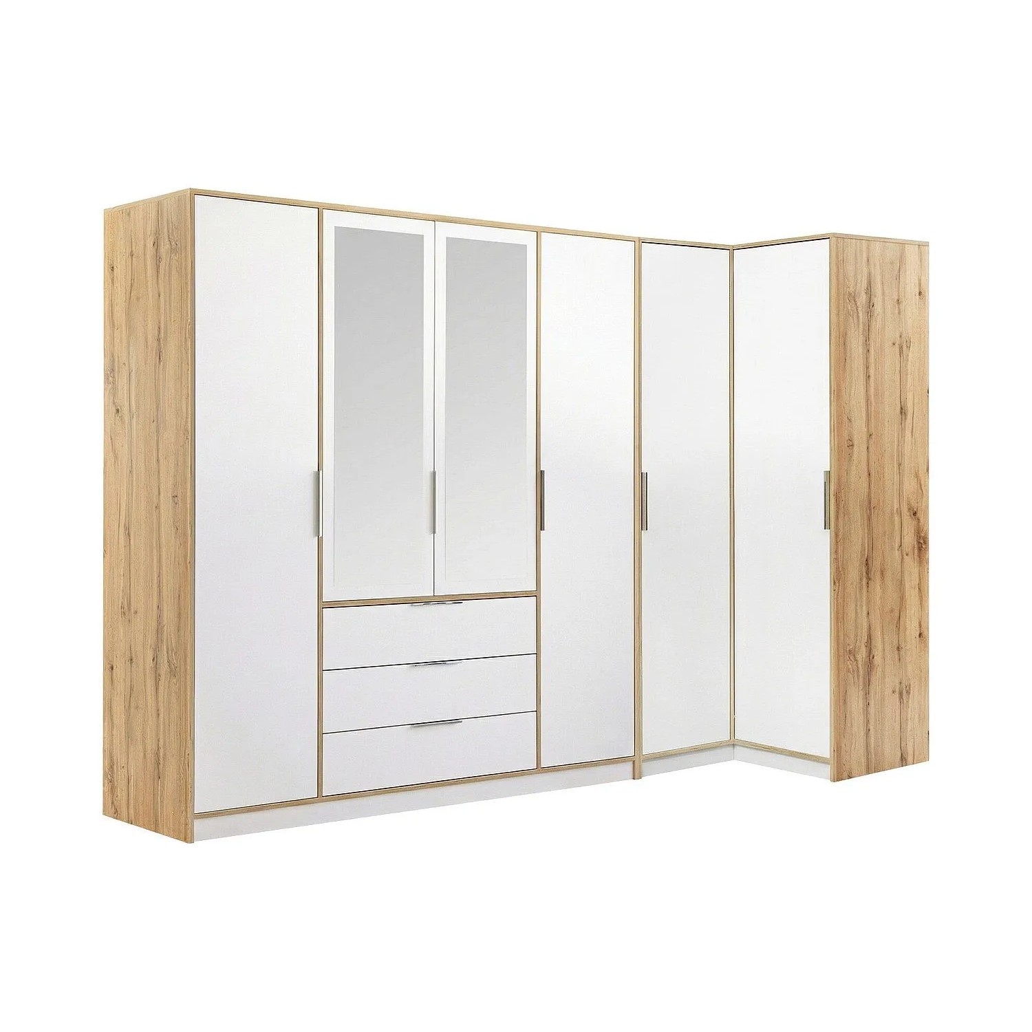 Vente-unique Kleiderschrank Lamiki Naturfarben Hell  Weiß 302 cm  311 cm