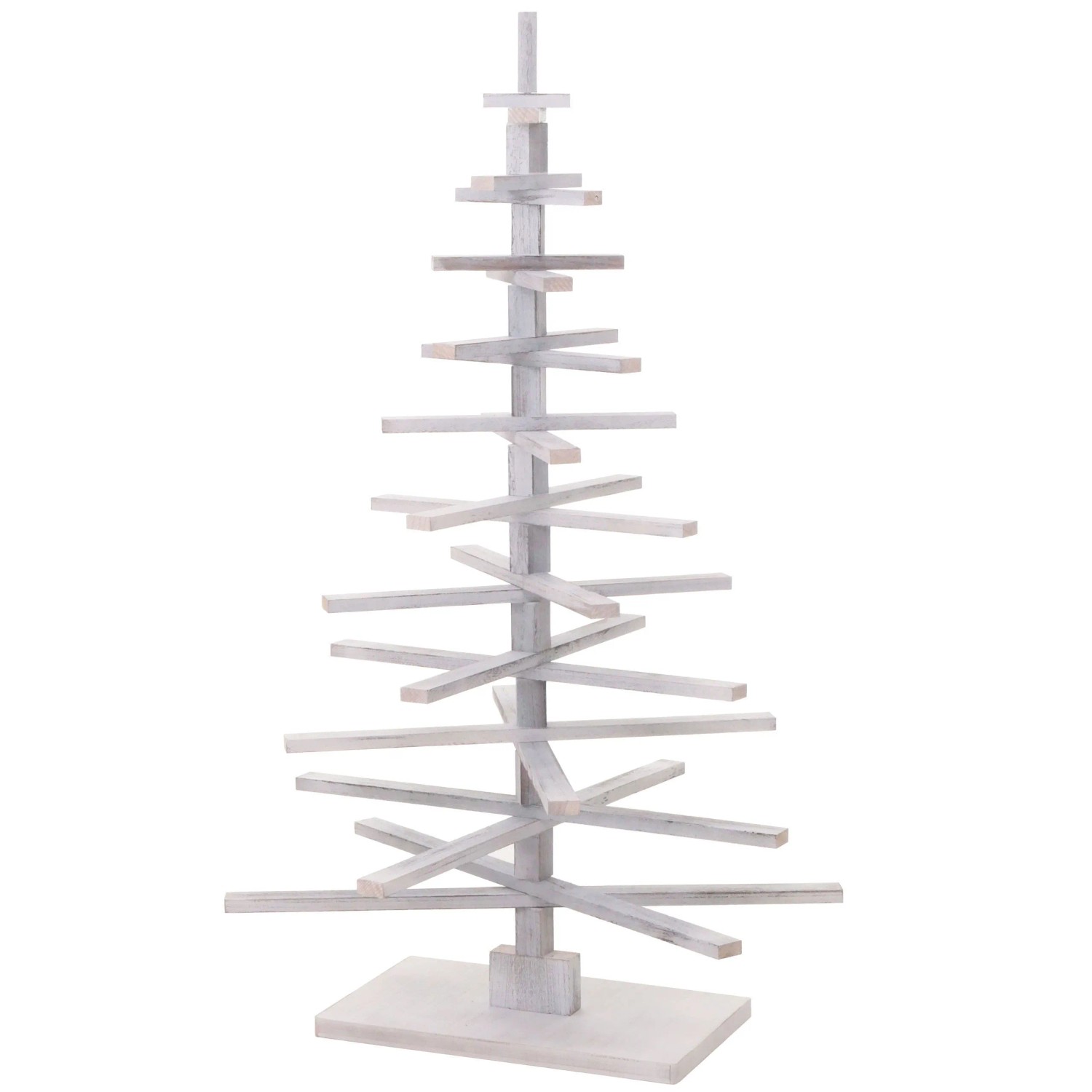 MCW Deko-Weihnachtsbaum H77 Shabby-Look Tannenholz Verstellbar 130x82x82cm Weiß
