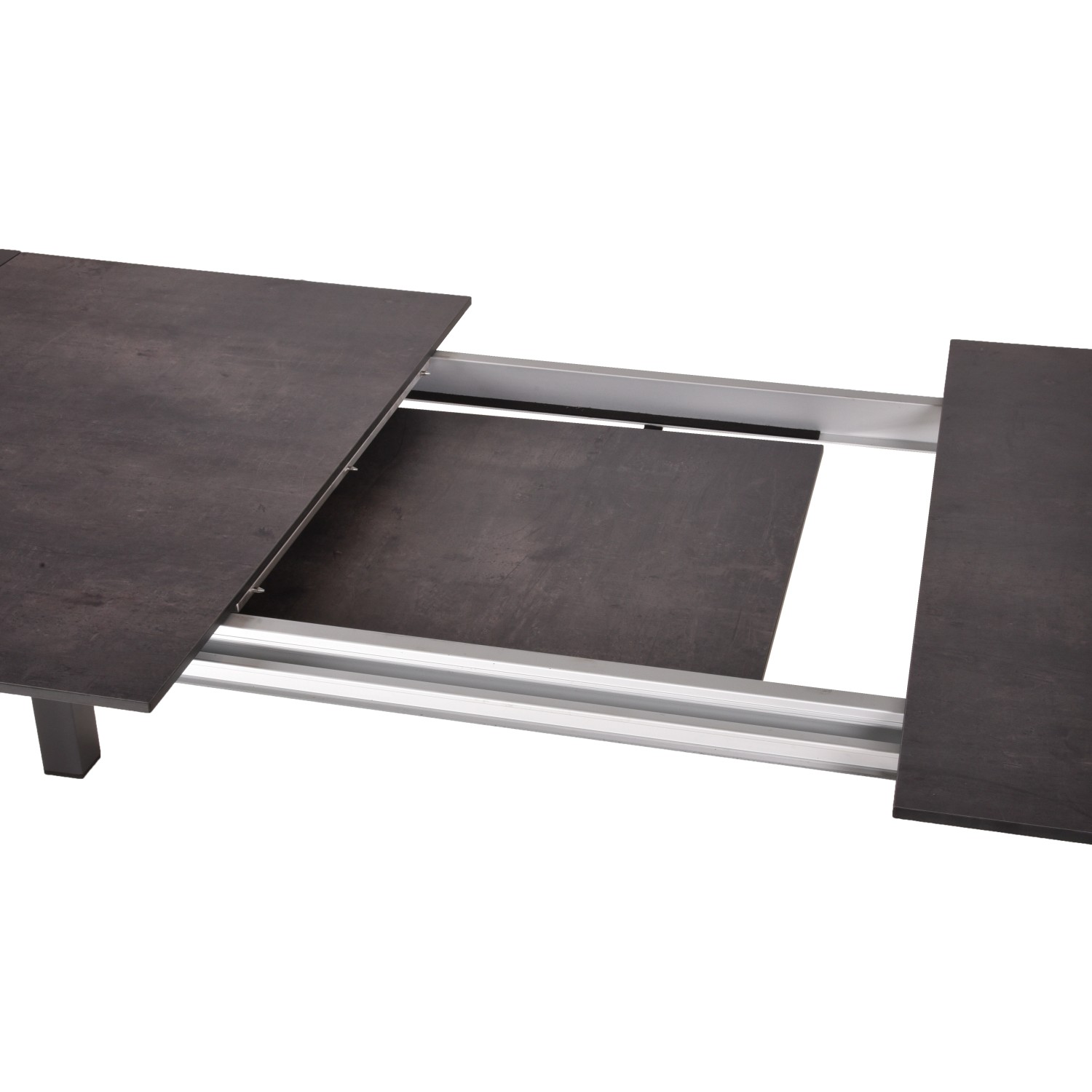 Ausgezogener, grauer Garden Pleasure Gartentisch SOPHIA mit Aluminiumgestell.