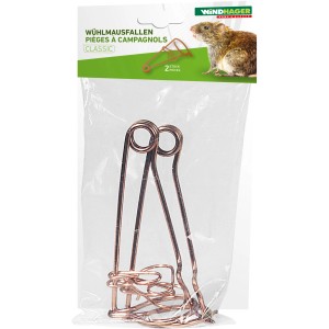 Windhager Draht-Wühlmausfalle, 2er-Pack, aus verkupfertem Eisendraht im transparenten Kunststoffbeutel.