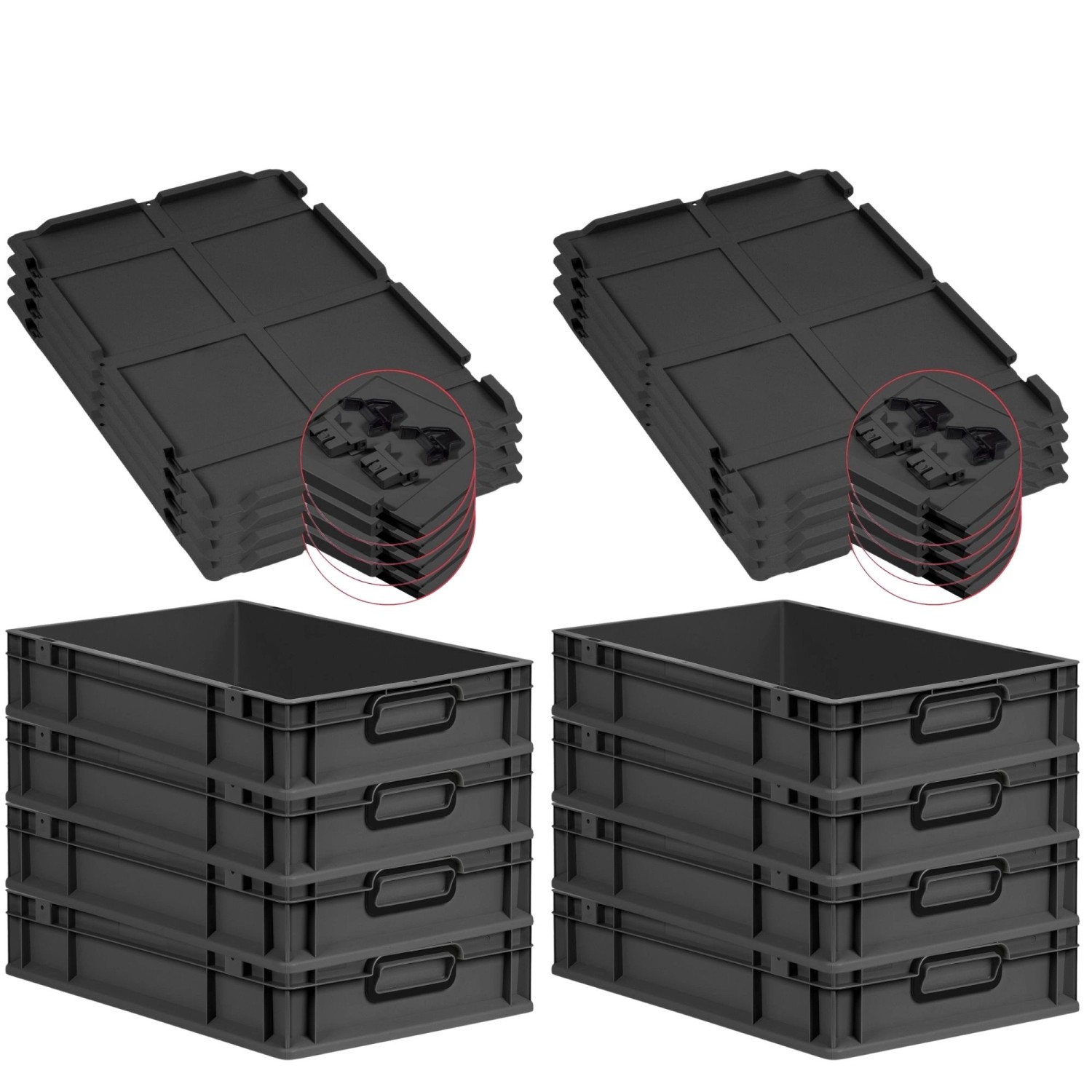 PROREGAL SuperSparSet 8x Eurobox Nextgen Color Mit Scharnierdeckel HxBxT 12 günstig online kaufen