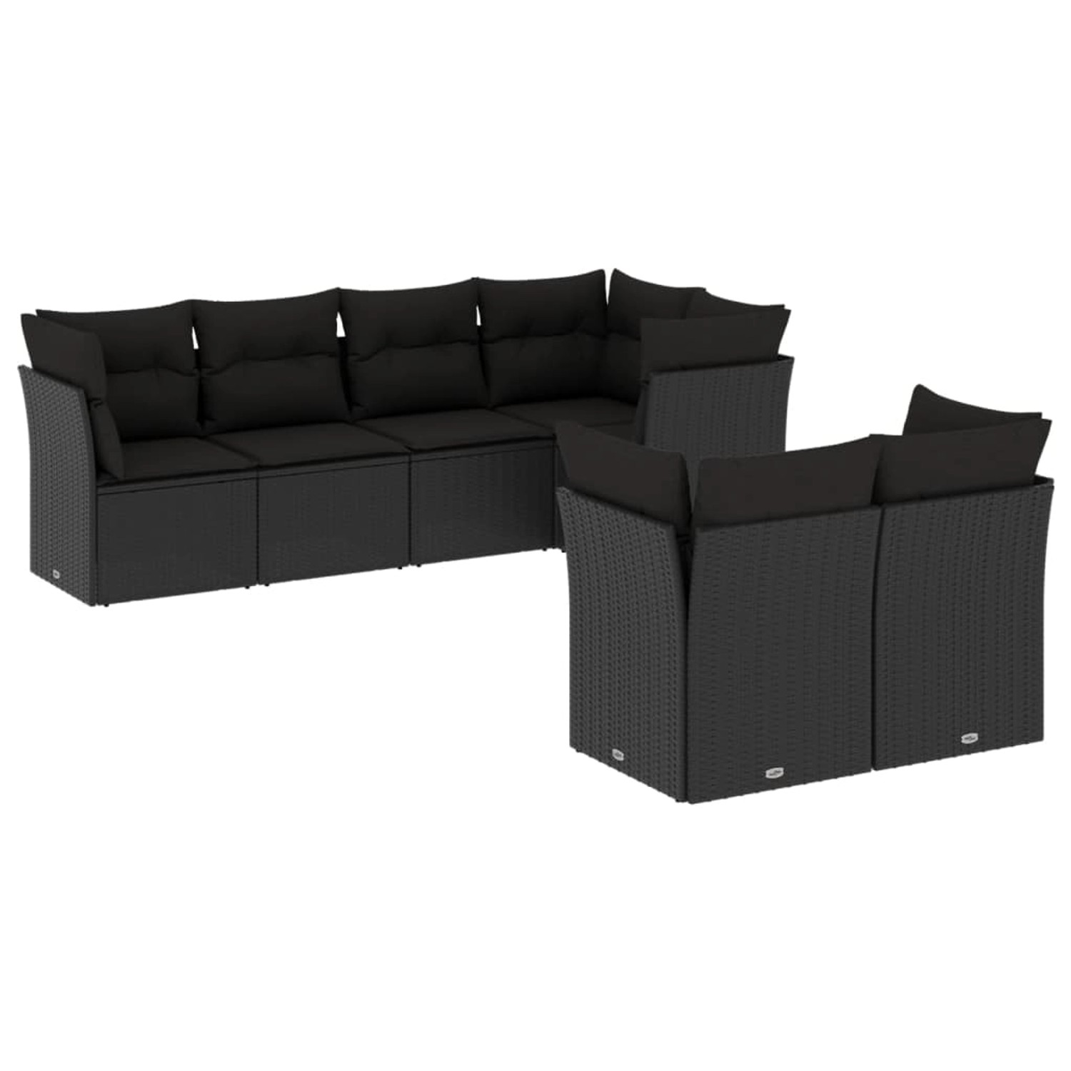 vidaXL 7-tlg Garten-Sofagarnitur mit Kissen Schwarz Poly Rattan Modell 65 günstig online kaufen