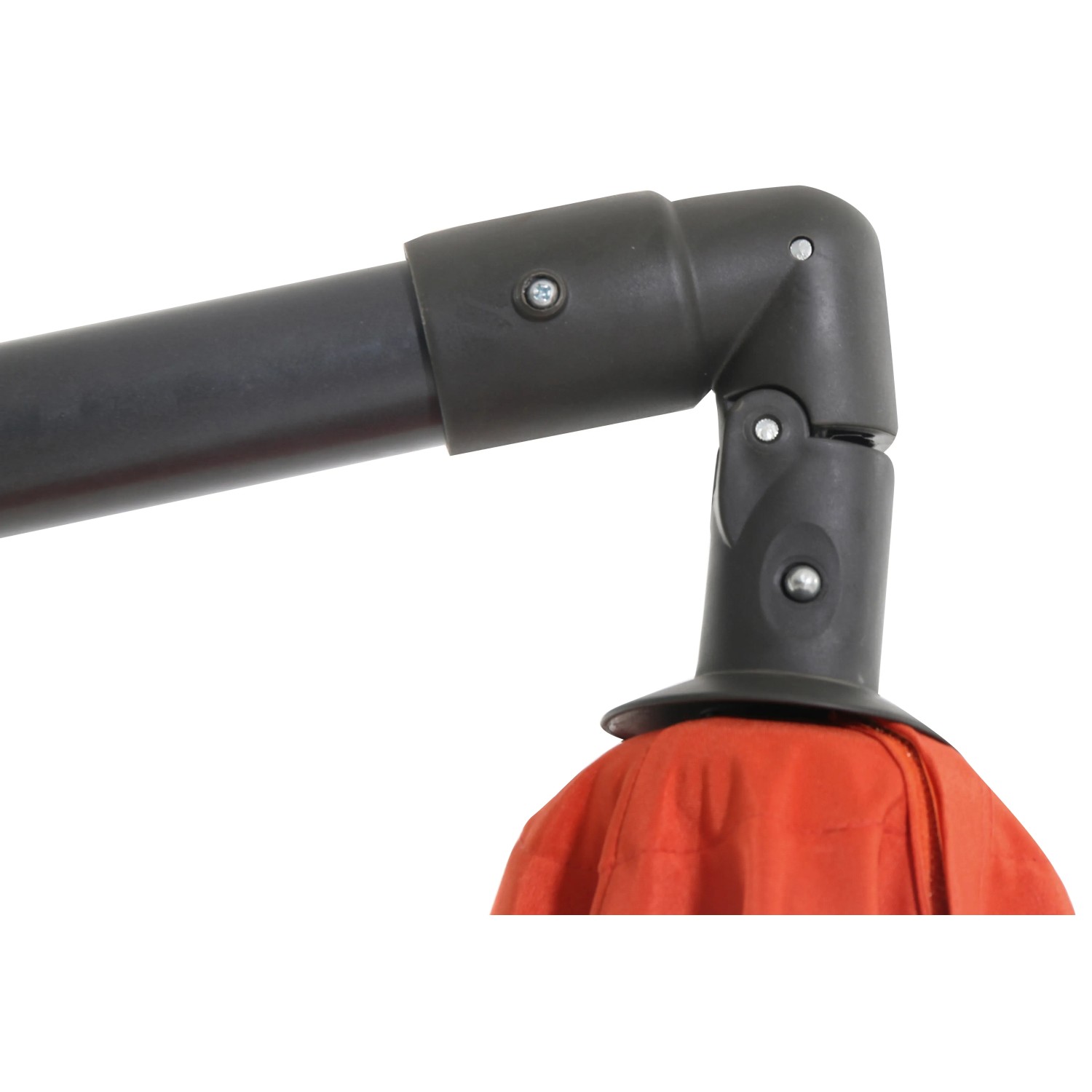 Detailaufnahme: Gelenkstück des Ampelschirm Alvarado, 300x300 cm, Terracotta.