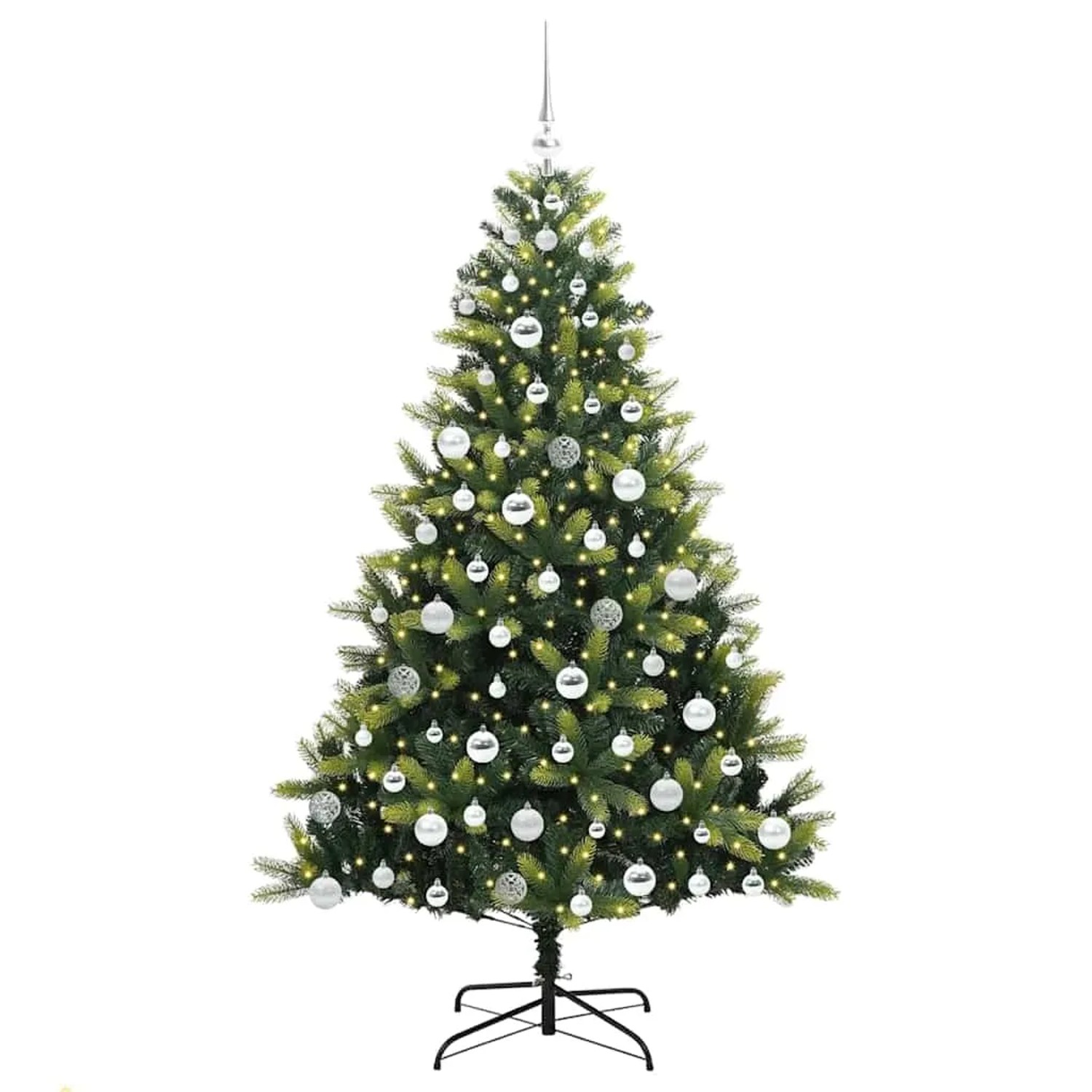 vidaXL Künstlicher Klapp-Weihnachtsbaum mit 300 LEDs Grün 180 cm 3395996