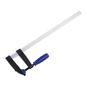 LUX Schraubzwinge Classic, 500x120mm, Spannwerkzeug mit Stahlspindel und blauem Griff.