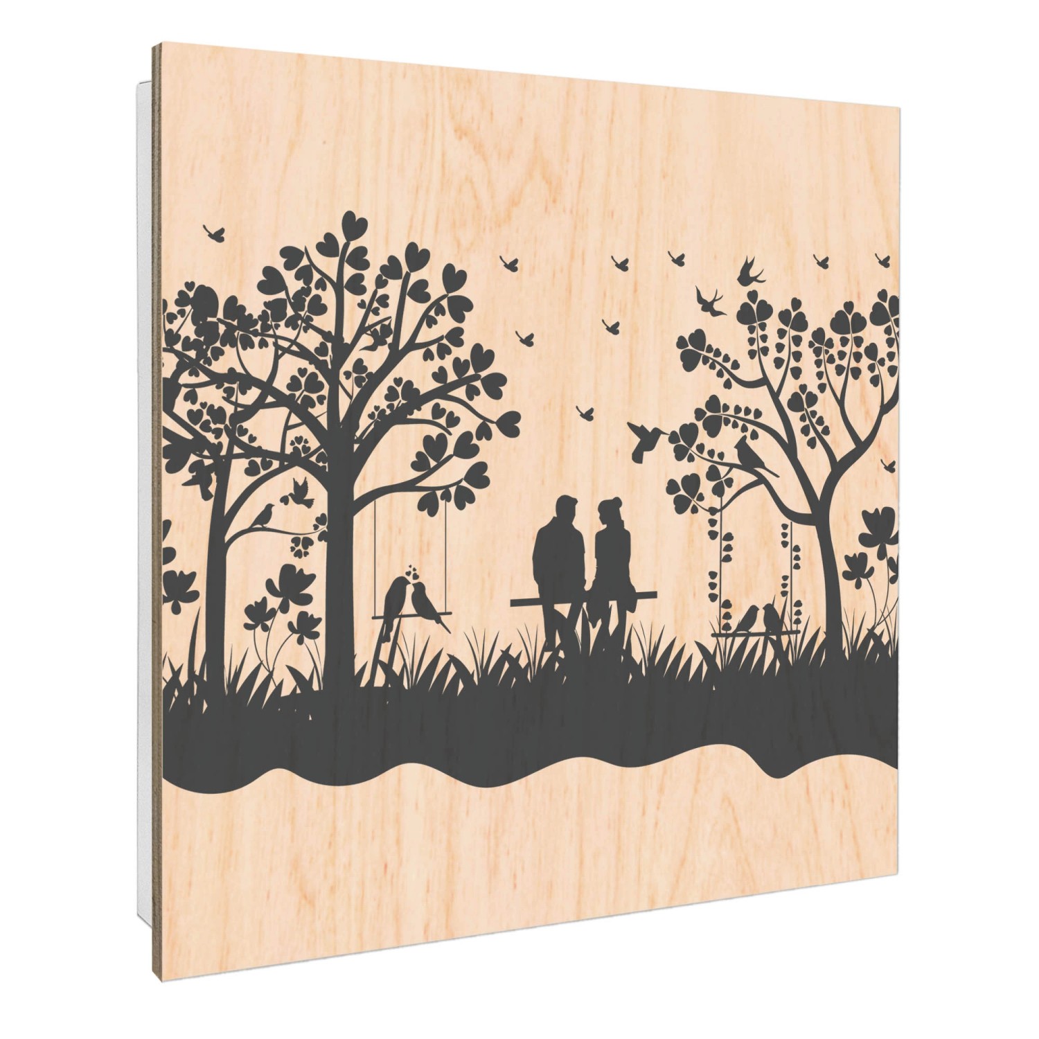 Banjado Schlüsselkasten mit Holzfront 30x30cm Weiß Scharnier Links 50 Haken günstig online kaufen