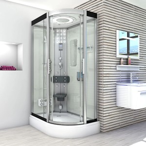 AquaVapore Komplettdusche D60-70T0R 80x120 cm mit Regendusche, Massagedüsen und Klappsitz.