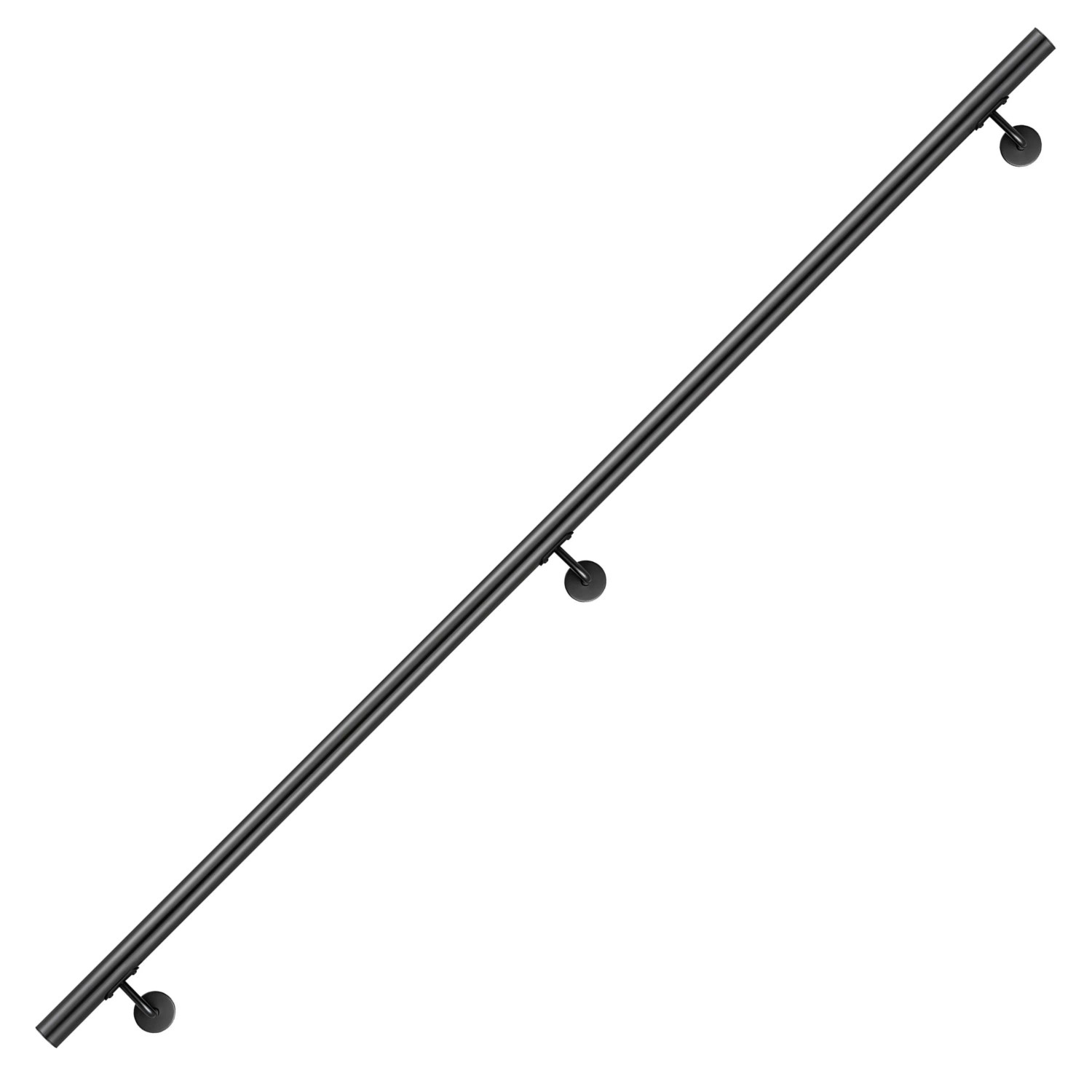 AICA Handlauf Komplettset Edelstahl 240 cm Schwarz inkl. Befestigungsmaterial