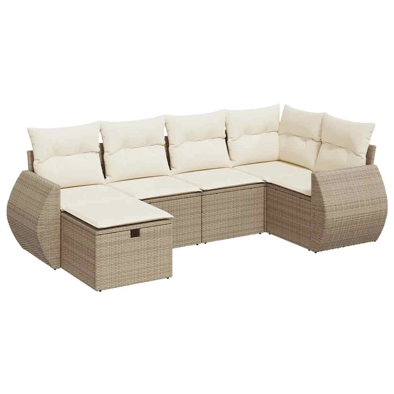 vidaXL 6-Tlg Garten-Sofagarnitur mit Kissen Beige Poly Rattan 3325584 günstig online kaufen