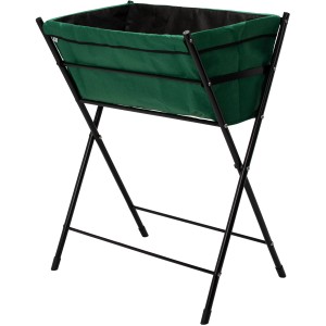 VegTrug Poppy Go Metall-Hochbeet, dunkelgrün, 65x40x79 cm, mit schwarzem Stahlrohrrahmen.