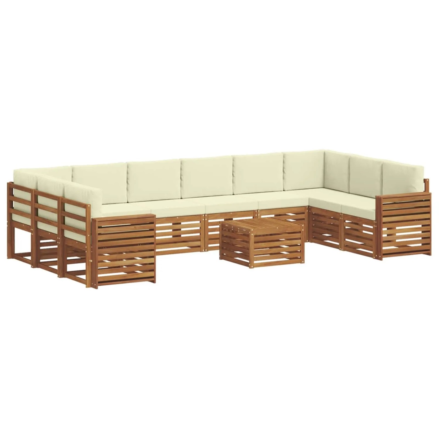 vidaXL Sofagarnituren 11 Tlg Natur und Creme Massivholz Akazie 3375605