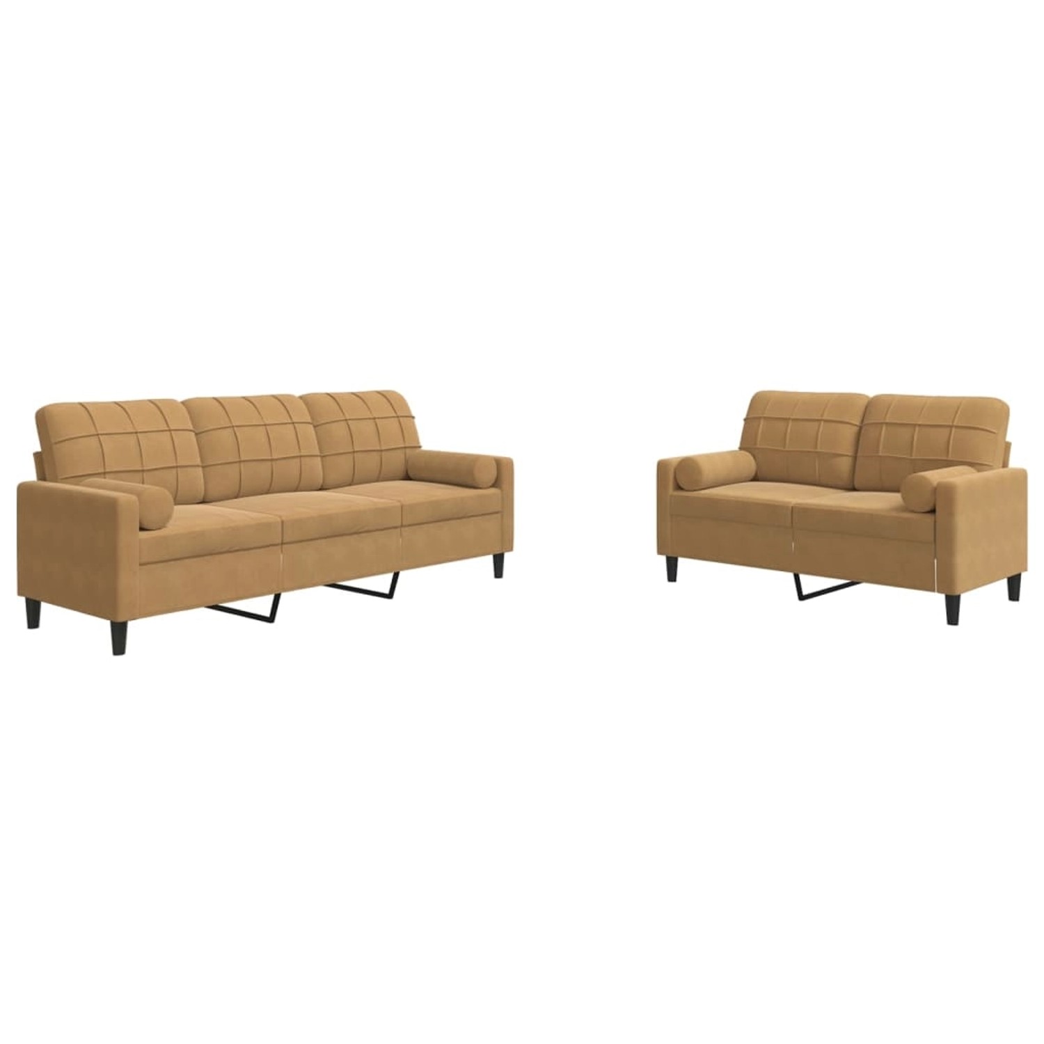 vidaXL 2-Tlg Sofagarnitur mit Kissen und Nackenrollen Braun Samt 3278418 günstig online kaufen