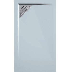 Mirlo Mineralguss Duschwanne Extra Flach Trinity Grau Ablaufschutz Chrom Ablauf Linksbündig 80x130cm