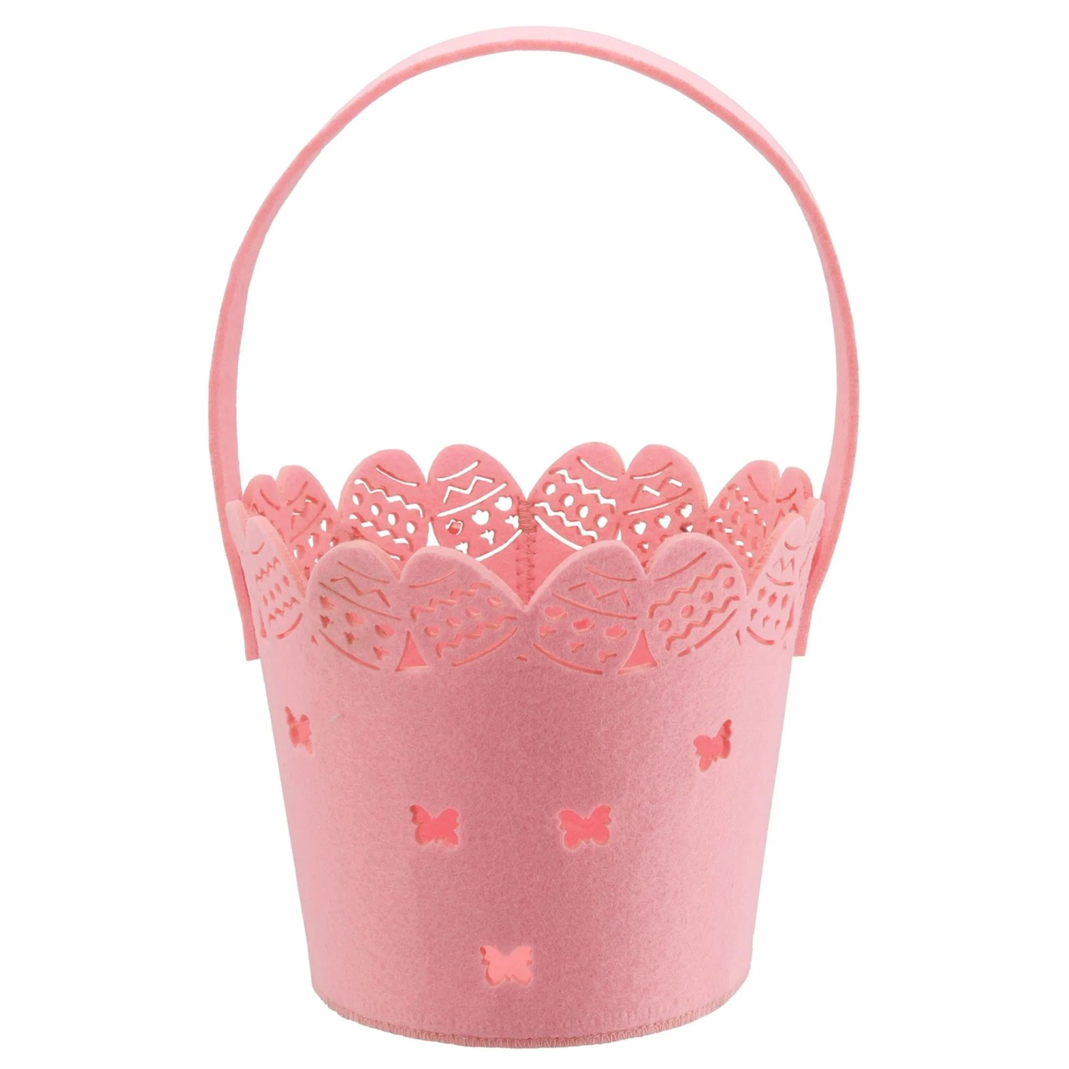Osterdeko Blütekorb aus Filz 16,5 cm Rosa
