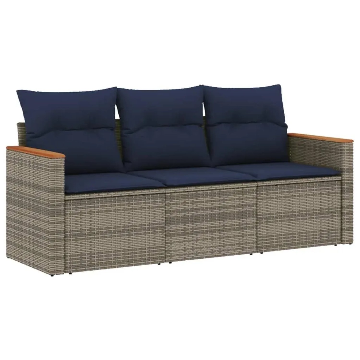 vidaXL 3-Tlg Gartensofa-Set mit Kissen Grau Polyrattan 3225760 günstig online kaufen