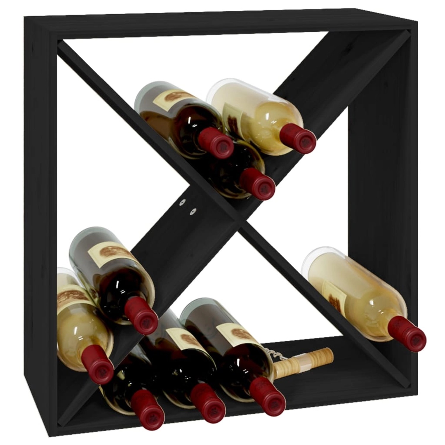 vidaXL Weinregal Schwarz 62x25x62 cm Massivholz Kiefer Modell 1 günstig online kaufen