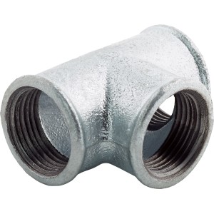 T-Stück 30,3 mm (Rp 1) aus Temperguss, verzinkt, für Wasser- und Heizungsinstallation.