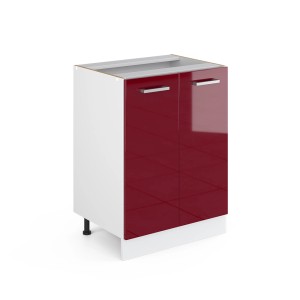 Vicco Küchenunterschrank R-Line, Bordeaux Hochglanz/Weiß, 60 cm breit, ohne Arbeitsplatte.