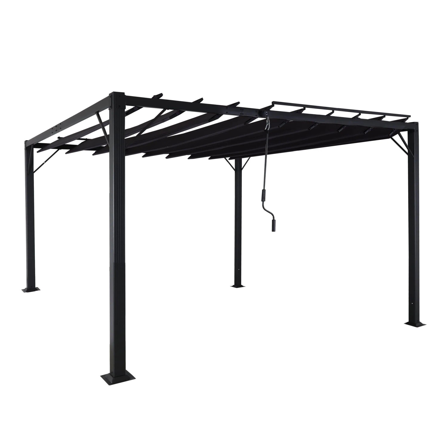BERLINLODGE Pergola HxBxT 213x300x300cm Garten Lamellen-Pavillon Terrassenüberdachung Anthrazit 8cm-Alu-Gestell Textil