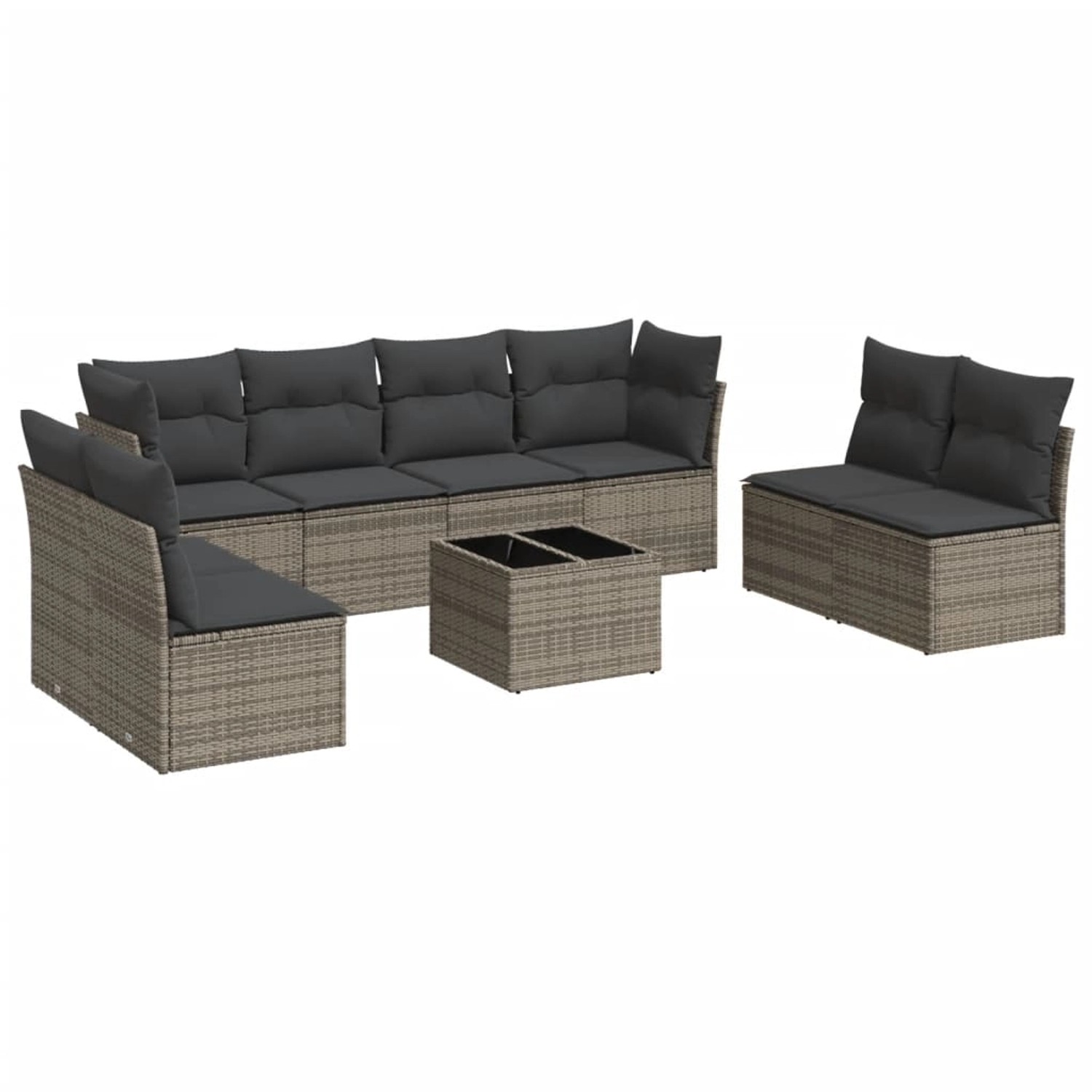 vidaXL 9-Tlg Garten-Sofagarnitur mit Kissen Grau Poly Rattan 3217460 günstig online kaufen