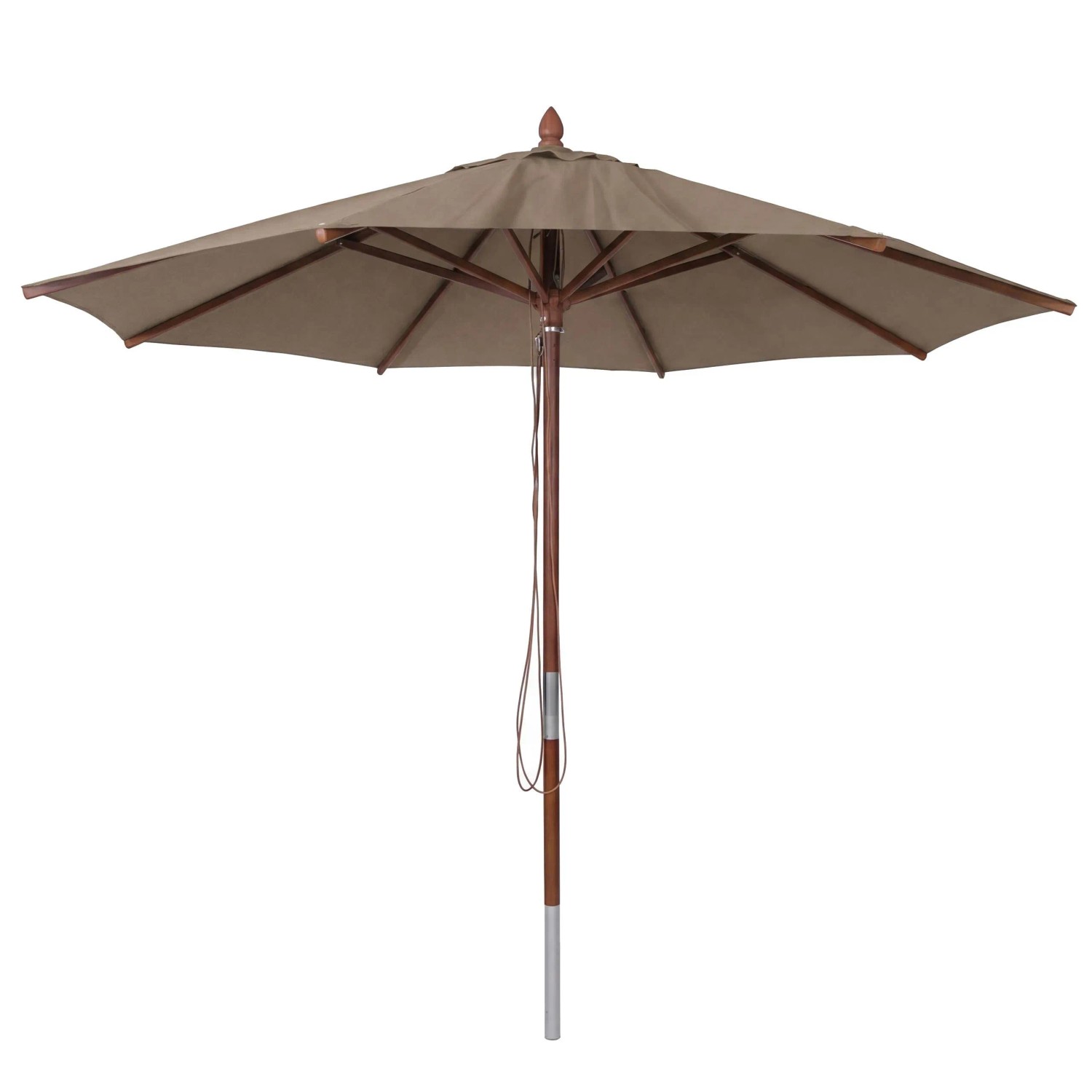 MCW Gastronomie Holz-Sonnenschirm C57b Rund Seilzug Stoßsicher Taupe