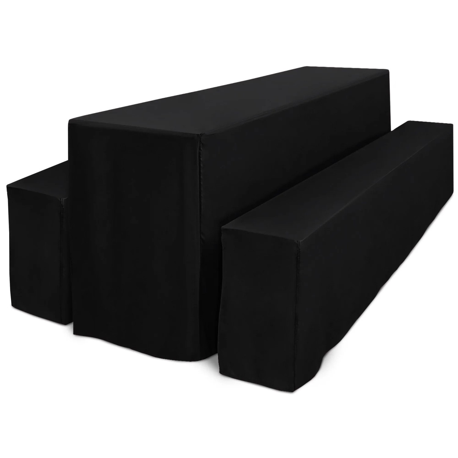 Beautissu 3tlg Biertischhussen Set für Bierzeltgarnitur 220x50cm Schwarz