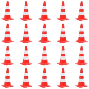 20er Set rote und weiße DELUKE Leitkegel, 50cm, reflektierend.