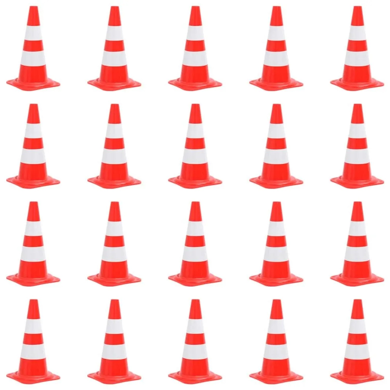 DELUKE Leitkegel OLLI 20er Set Rot Und Weiß 50cm Reflektierend Verkehrskegel Pylone Verkehrsleitkegel Warnleitkegel Verkehrshütchen